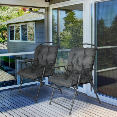 Outsunny Set of 2 Garden Chair Cushions 50W x 98L x 8D cm Comfortable Seat Pad with Backrest for Sunbeds, Rocking Chairs, Loungers for Outdoor & Indoor Use 