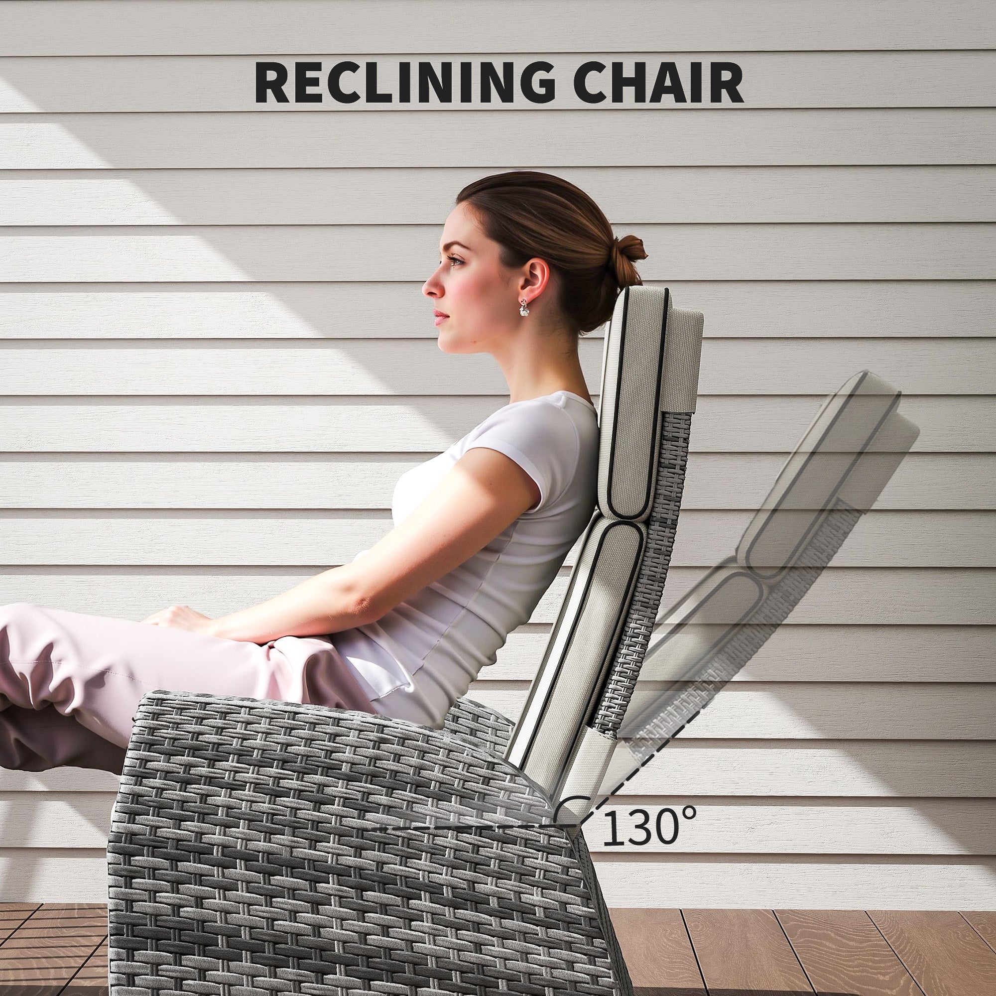 Outsunny 5-Piece Rattan Garden Furniture Set with Cushions - Grey 