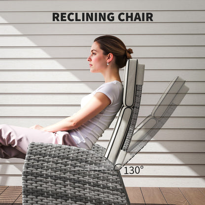 Outsunny 5-Piece Rattan Garden Furniture Set with Cushions - Grey 