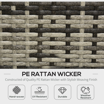 Outsunny 4-Seater Rattan Sofa Set Wicker Sectional Furniture Cushion Grey Garden 