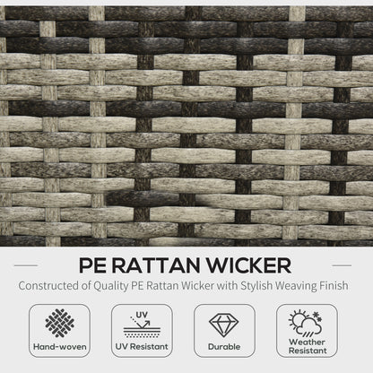 Outsunny 4-Seater Rattan Sofa Set Wicker Sectional Furniture Cushion Grey Garden 
