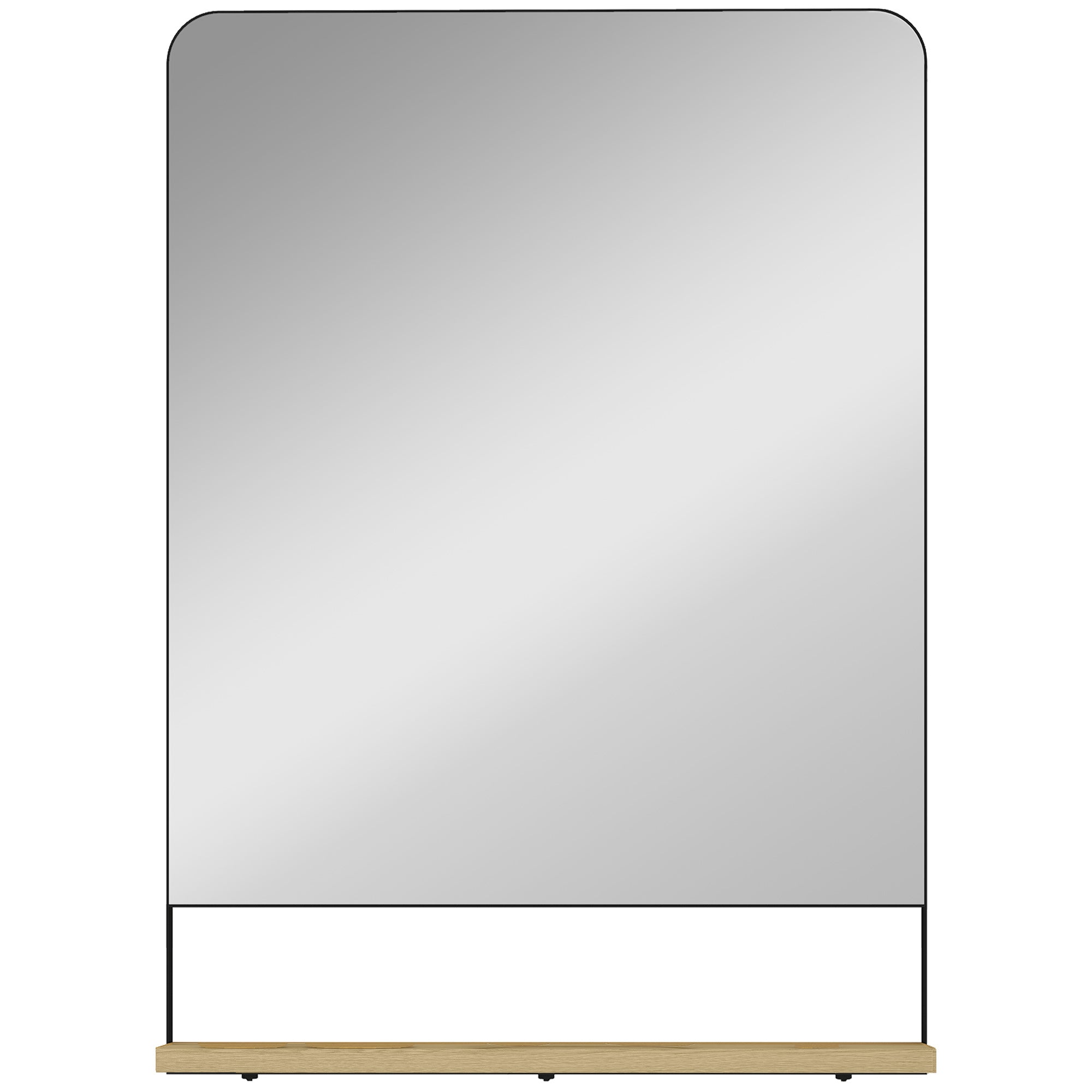 HOMCOM Wall Mirror with Wood Shelf - Black 