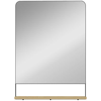 HOMCOM Wall Mirror with Wood Shelf - Black 
