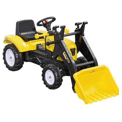 HOMCOM Pedal Go Kart Ride On Excavator W/ Front Loader Digger Four Wheels Child Toy, for 3 Years Old 