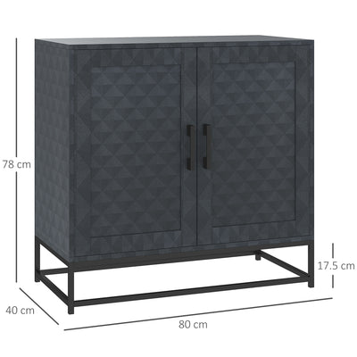 HOMCOM Modern Sideboard, Freestanding Sideboard Storage Cabinet with Adjustable Shelf and 2 Doors for Living Room, Black 