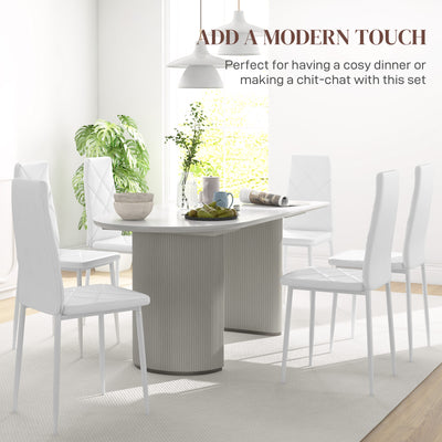 HOMCOM Set of 6 Faux Leather Dining Chairs - White 