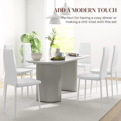 HOMCOM Set of 6 Faux Leather Dining Chairs - White