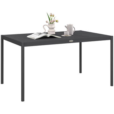 Outsunny Six-Seater Outdoor Table with Slatted Aluminium Top and Steel Legs 