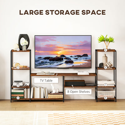 HOMCOM TV Unit for TVs up to 55 Inches, Industrial TV Stand with Storage Shelves, Entertainment Centre for Living Room, Bedroom 