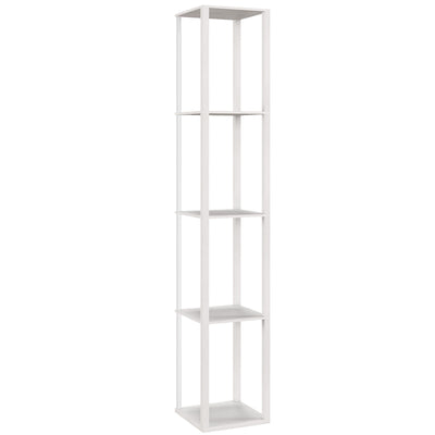HOMCOM RGB LED Floor Lamp with Shelves, Modern Dimmable Standing Lamp with Remote Control, Adjustable Brightness & Speed for Living Room, Bedroom, Office, White 