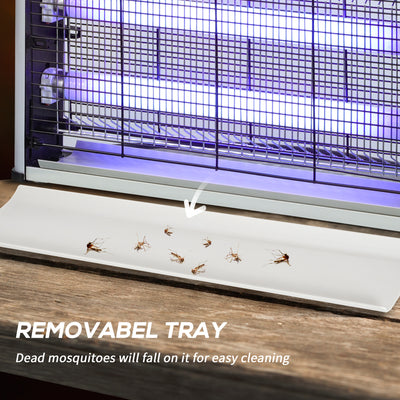 Outsunny Free Standing Wall Hanging 20W Electric Fly Mosquito Killer Electric Fly Zapper, Bug Zapper, Insect Killer, Silver 