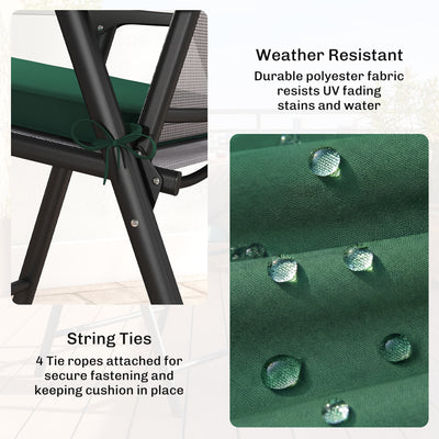 Outsunny Set of 6 Chair Cushion Seat Pads Dining Chair w/ Straps, Indoor Outdoor Removable Tie On Garden Patio, Green 