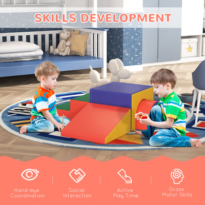 HOMCOM 4-Piece Soft Play Set for Toddlers 1-3 Years, Red 