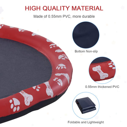 PawHut 170cm Splash Pad Sprinkler for Pets Dog Bath Pool Water Game Mat Toy Non-slip Outdoor Backyard Red 