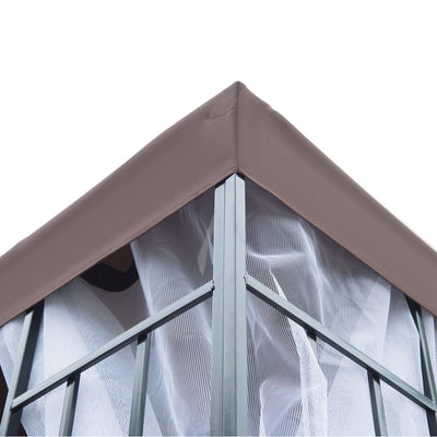 Outsunny 3 x 3(m) Patio Gazebo Canopy Garden Pavilion Tent Shelter with 2 Tier Roof and Mosquito Netting, Steel Frame, Coffee 