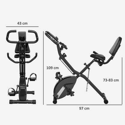 SPORTNOW 5-In-1 Folding Exercise Bike with Arm Workout Bands, Quiet 8-Level Magnetic Resistance Foldable Exercise Bike with LCD, Tablet Holder, Hand Pulse Sensor for Home Use Indoor Cycling, Black 