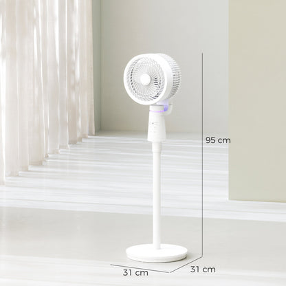 HOMCOM Pedestal Air Circulation Fan with Oscillating, Light Off, White 