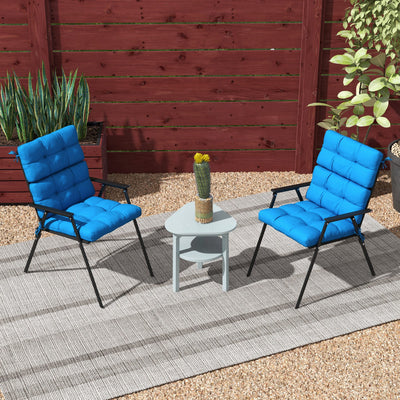 Outsunny 2-Piece Seat Cushion Replacement with Backrest, Garden Patio Chair Cushions Set with Ties, Blue 