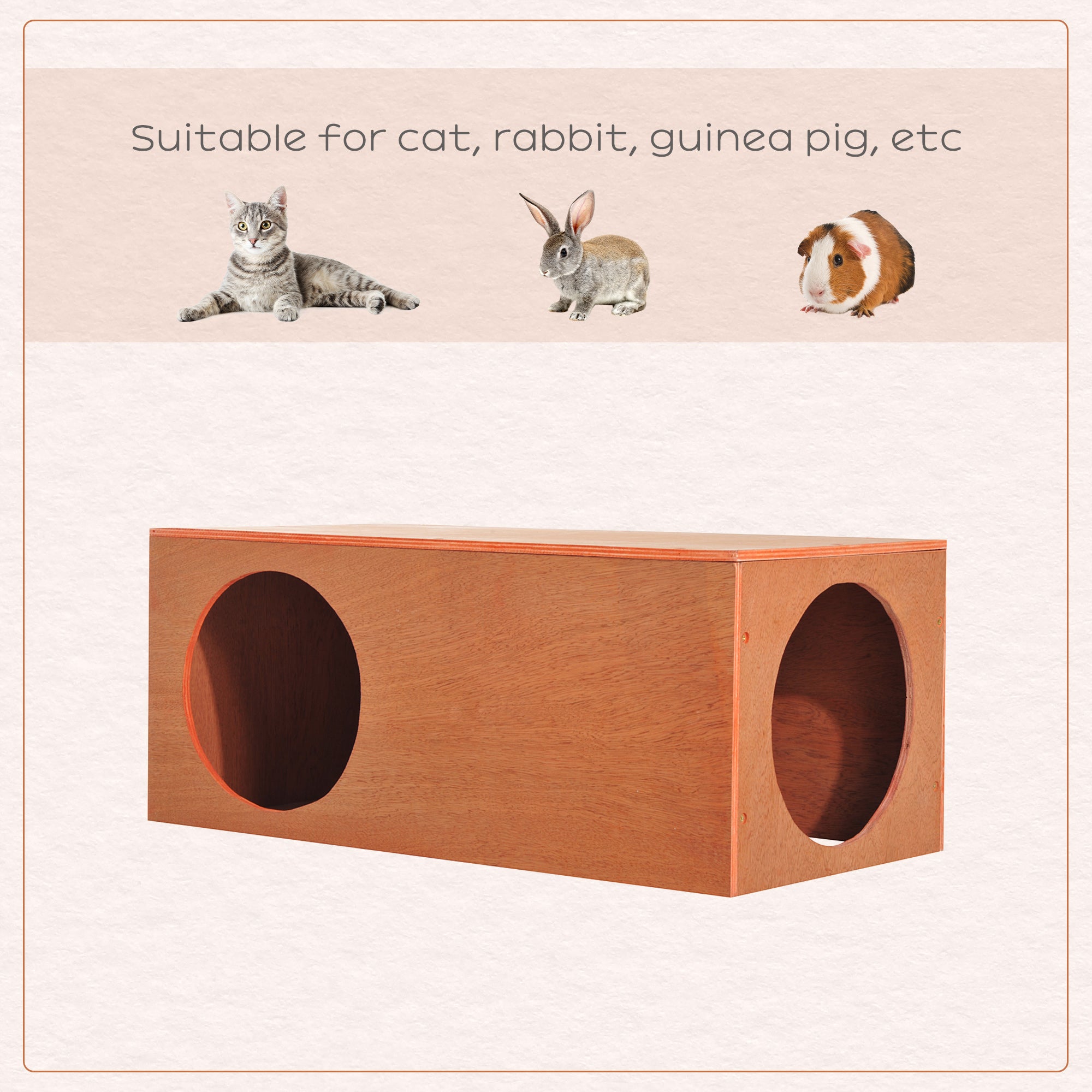 PawHut Outdoor Rabbit Hideaway Shelter Indoor Cat Tunnel Garden Kitty Box House Pet Home Run Play Cage Waterproof 60Lx30Wx25H(cm)