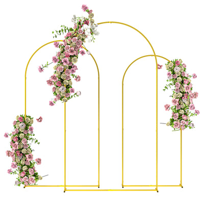 Outsunny Wedding Arch Frame Set, 2.2, 2, 1.8 m Metal Arch Backdrop Stand Set of 3, Balloon Arch Stand Set for Birthday Party, Bridal Shower, Graduation, Ceremony, Banquet Decorations, Gold Tone 