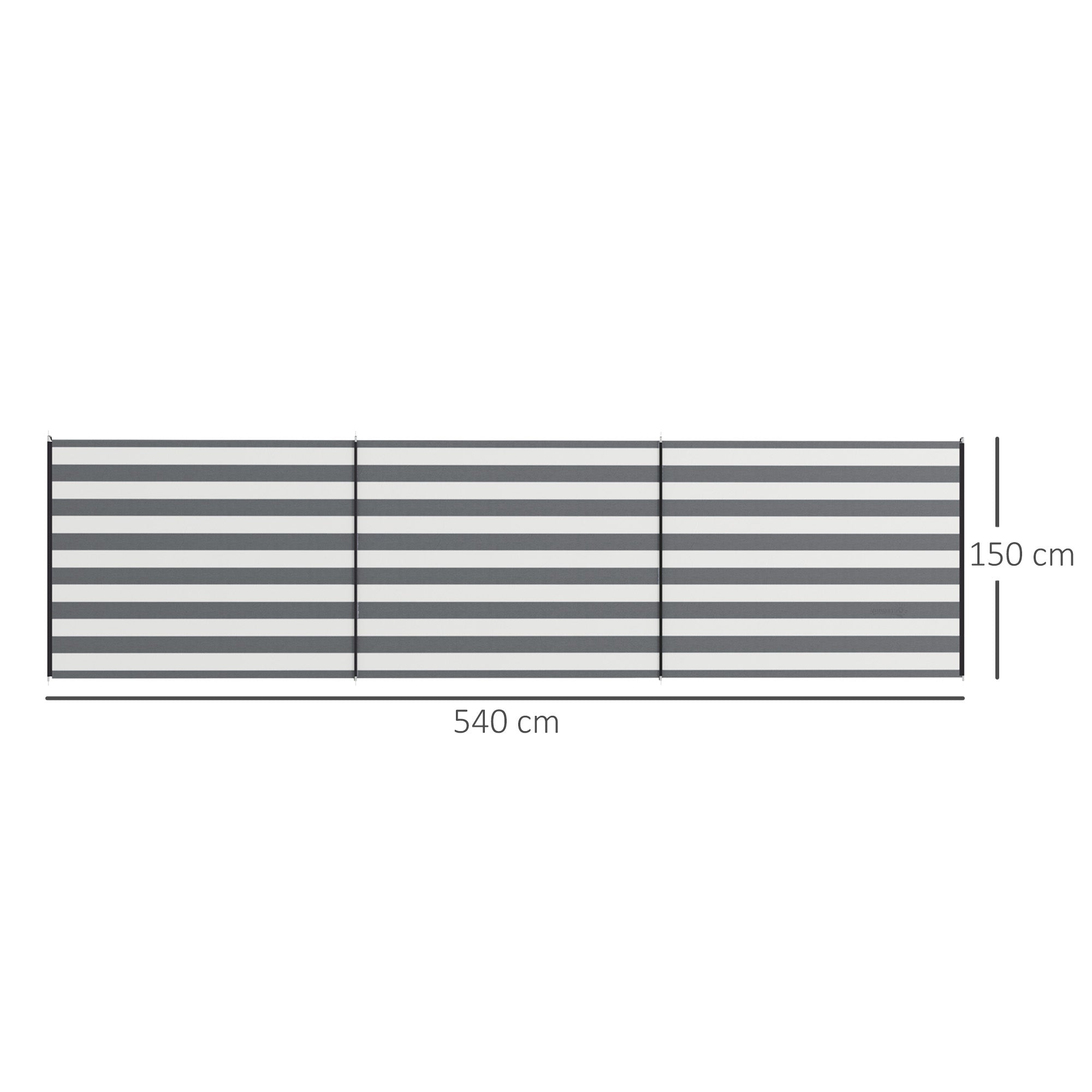 Outsunny 5 Pole Camping Windbreaks, Beach Wind Shield Shelter with Carry Bag and Steel Poles, Outdoor Caravan Privacy Shield, 540cm x 150cm, Grey and White 