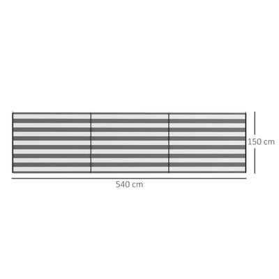Outsunny 5 Pole Camping Windbreaks, Beach Wind Shield Shelter with Carry Bag and Steel Poles, Outdoor Caravan Privacy Shield, 540cm x 150cm, Grey and White 