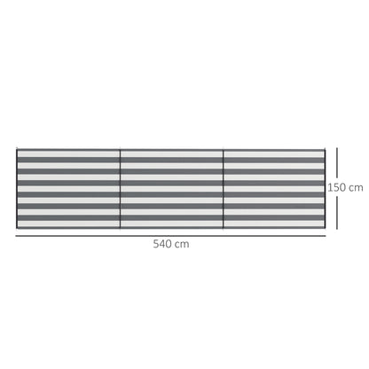 Outsunny 5 Pole Camping Windbreaks, Beach Wind Shield Shelter with Carry Bag and Steel Poles, Outdoor Caravan Privacy Shield, 540cm x 150cm, Grey and White 