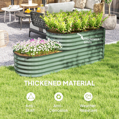 Outsunny Two-Tier Galvanised Steel Garden Planter - Light Green 