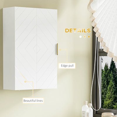 kleankin Bathroom Wall Cabinet, Over Toilet Storage Cupboard with Adjustable Shelves for Hallway, Living Room, White 