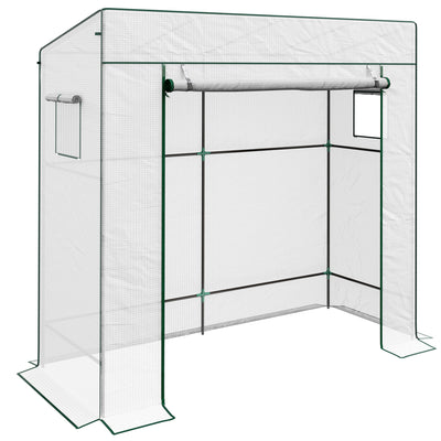 Outsunny PE Cover Walk-in Outdoor Greenhouse, White 