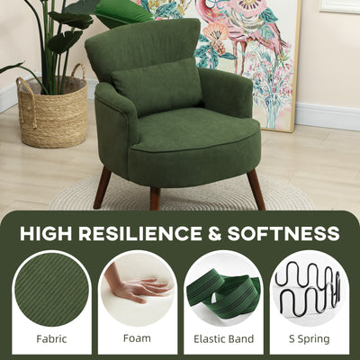 HOMCOM Corduroy Retro Accent Chair - Green 