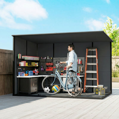 Outsunny 10 x 6 ft Resin Garden Shed, Outdoor Storage Shed with Floor, Windows, Lockable Doors and Vents, Dark Grey 
