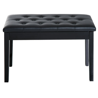 HOMCOM PU Leather Upholstered Piano Stool Makeup Stool Bench Dressing Table Seat with Storage 76x36x50cm, Black 