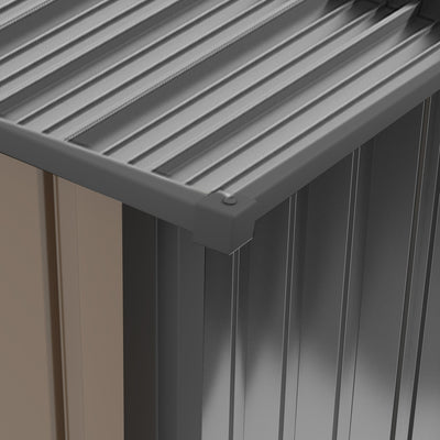 Outsunny 3.3 x 3.4ft Lean To Steel Garden Shed, with Locking Door - Brown/Grey 