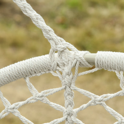 Outsunny Hanging Hammock Chair Cotton Rope Porch Swing with Metal Frame, Large Macrame Seat for Patio, Garden, Bedroom, Living Room, Cream White 