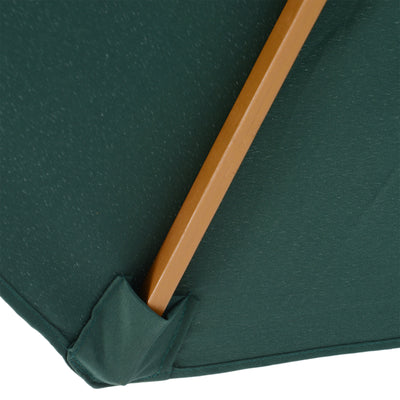 Outsunny 3(m) Wooden Patio Umbrella, Pulley Operated Garden Parasol with Rope Pulley Mechanism and 8 Ribs, Dark Green 