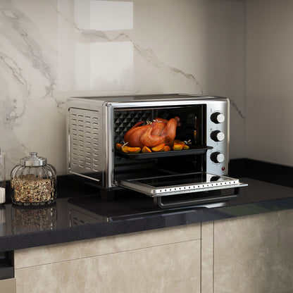 HOMCOM 30L 60-230\'e2\'84\'83 Mini Electric Oven, with Accessories - Silver Tone