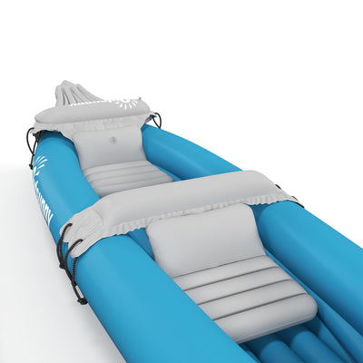 Outsunny Inflatable Kayak, Two-Person Inflatable Canoe Boat Set with Air Pump, Aluminium Oars, 318 x 80 x 50cm - Blue 