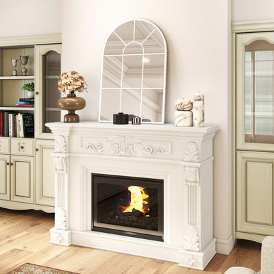 HOMCOM 90 X 61cm Arched Grid Mirror - White 