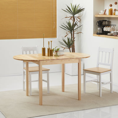 HOMCOM 4-6 Person Wooden Drop-Leaf Table - Natural Finish 