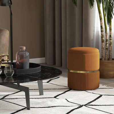 HOMCOM Velvet-Feel Storage Ottoman - Brown 