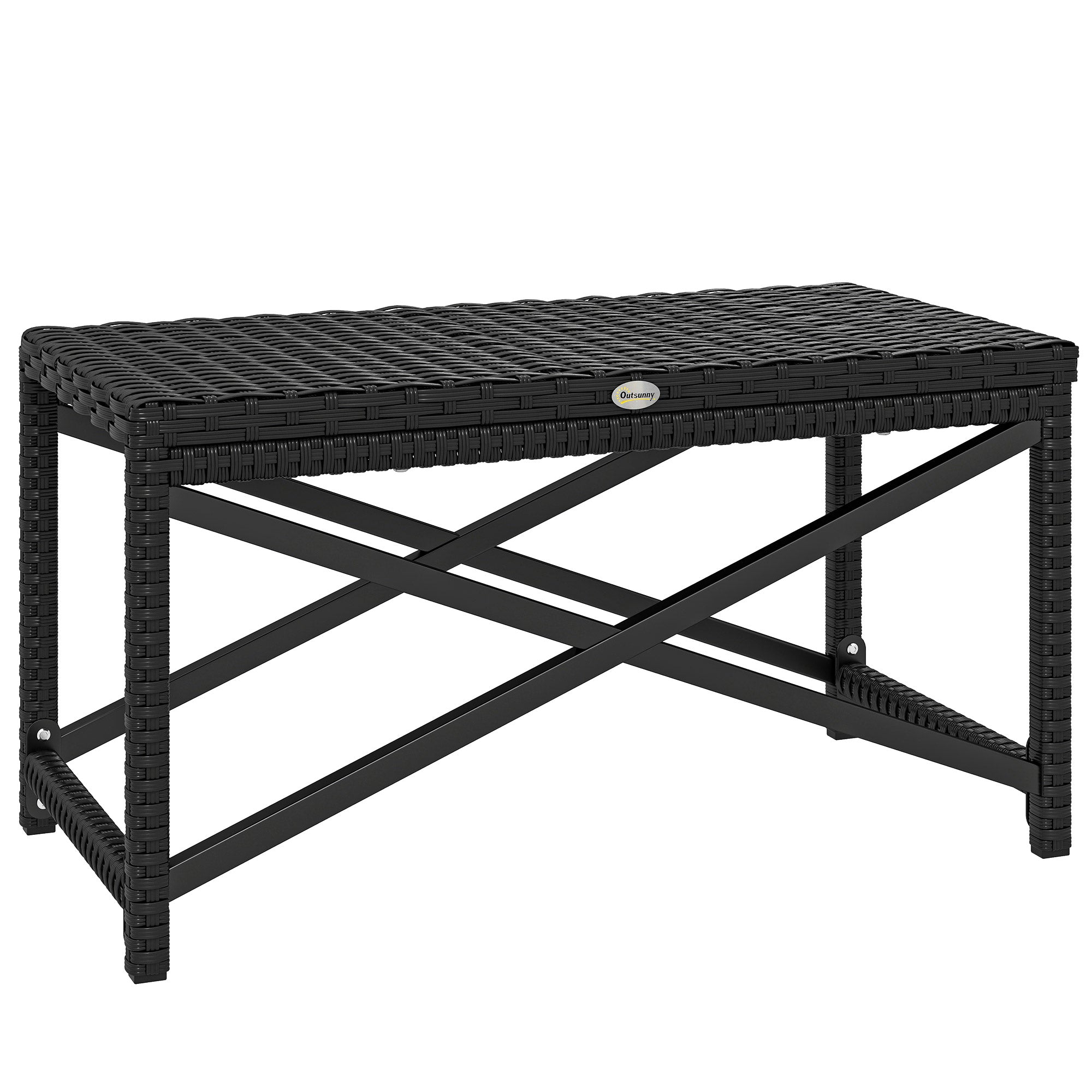 Outsunny Outdoor Coffee Table Side Table with X-Shape Frame for Patio, Balcony, Black 