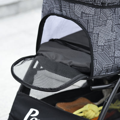 PawHut Foldable Pet Stroller for Dogs, Puppy Stroller, with Large Carriage, Brakes, Canopy - Grey 