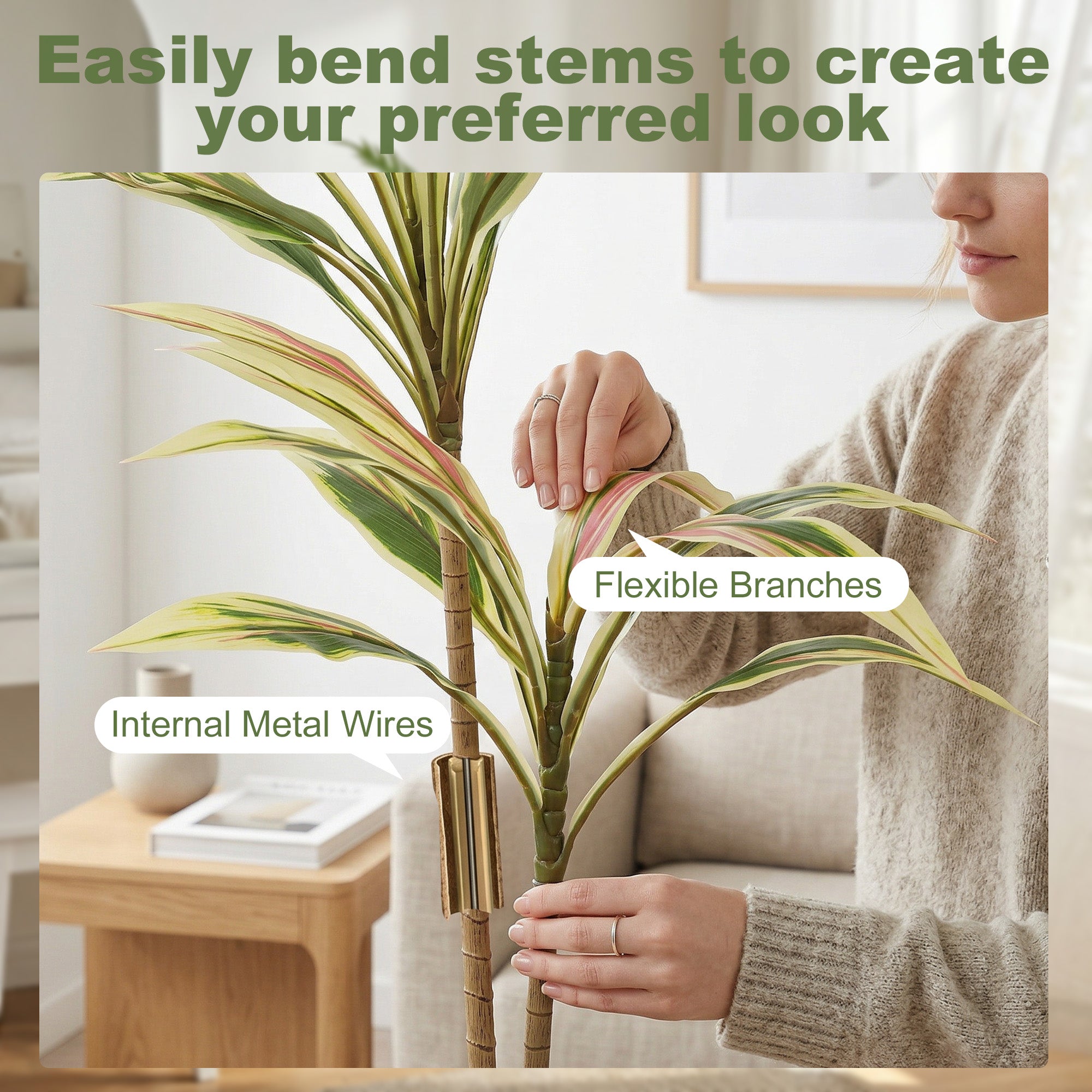 HOMCOM 90 cm Artificial Cordyline Tree in Moss Effect Pot, Realistic PEVA Faux Plant, Yellow