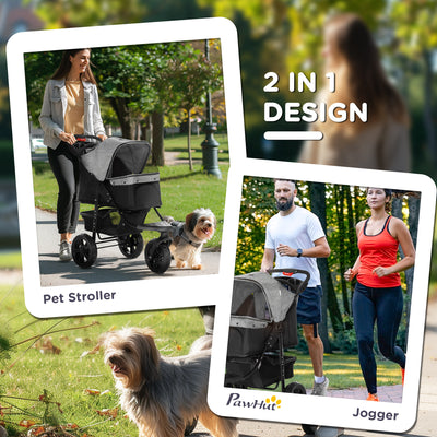 PawHut Dog Pram Dog Stroller Pet Stroller, 3 Wheels Dog Pushchair with Brake, for Small Miniature Dogs, Cats, Red 