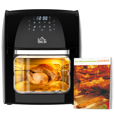 HOMCOM 12L 8 in 1 Digital Air Fryer Oven with Roast, Bake, Dehydrate, 8 Preset Modes, Rapid Air Circulation, Timer, Inner Light, Memory Function, 1800W, Dish Wash Accessory, Black 