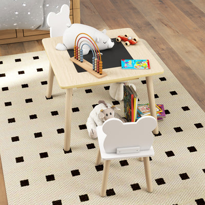 AIYAPLAY 3-Piece Kids Table and Chairs Set with Convertible Desk and Storage Grid, Kids Activity Table for Nursery, Playroom 