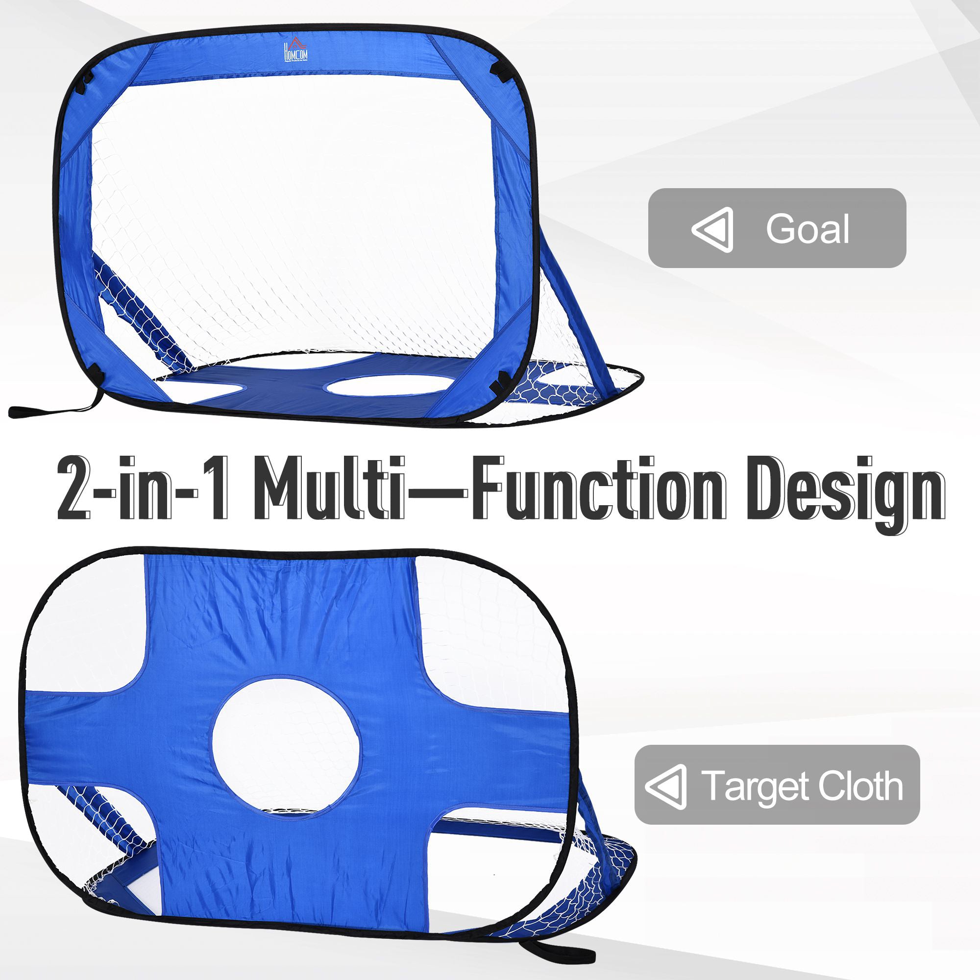HOMCOM 2 in 1 Pop Up Football Net Set of Two Target Goal Net for Garden Outdoor Sports and Practise