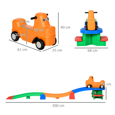 AIYAPLAY 3(m) Four-Piece Ride on Kids Roller Coaster w/ Non-Slip Steps, for Ages 2-5 Years - Multicoloured 