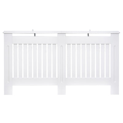 HOMCOM Slatted Radiator Cover Painted Cabinet MDF Lined Grill in White (152L x 19W x 81H cm) 